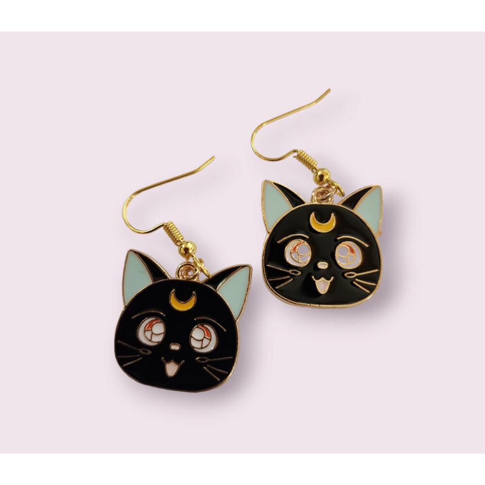 Luna Cat Guardian Sailor Moon Charm Earrings